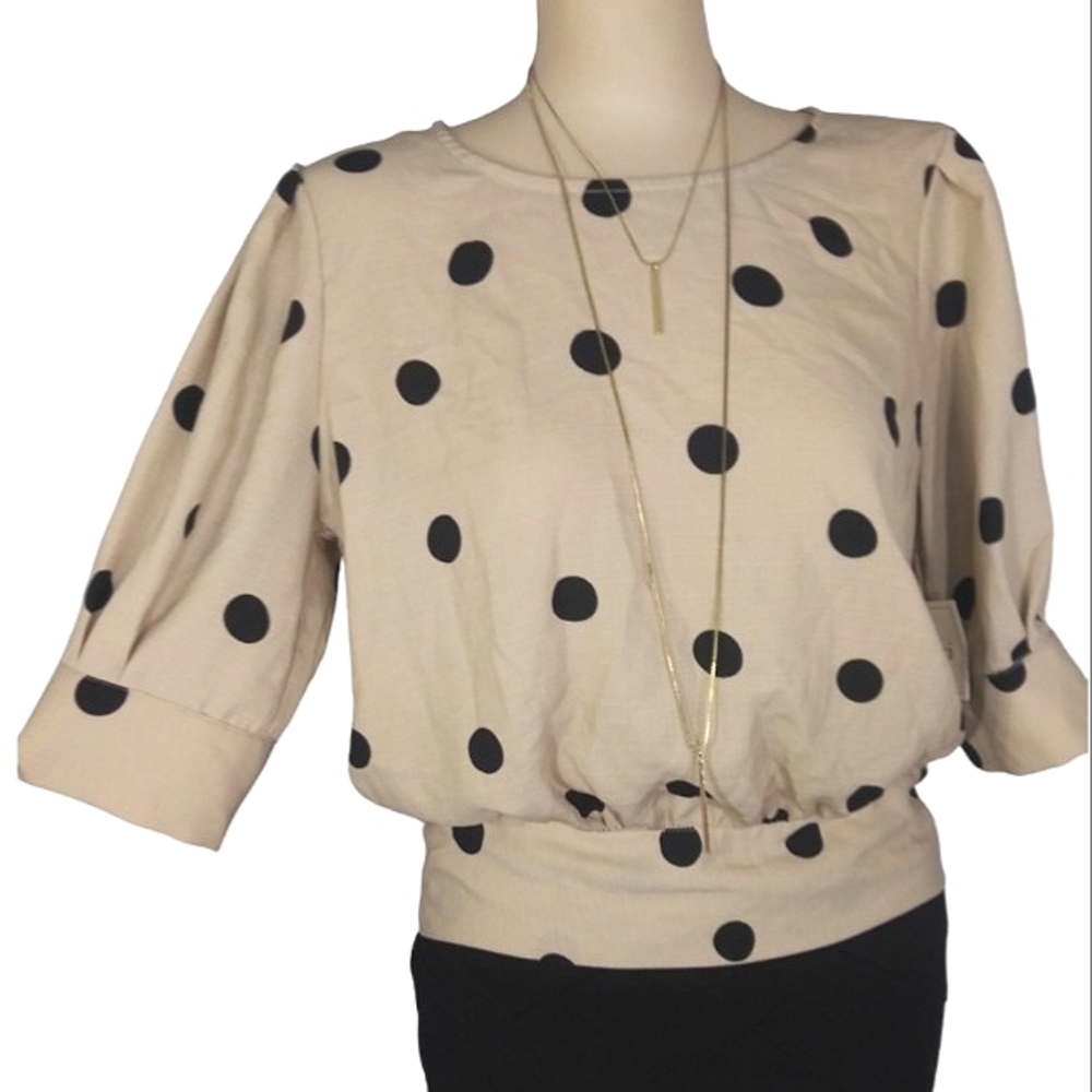 Meraki Polka Dot Blouse - Black and Cream